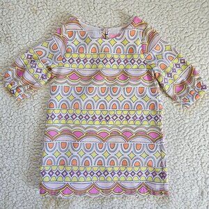 Genuine Kids OshKosh Girls 2T Multicolor Dress Geometric Pattern Pink Yellow
